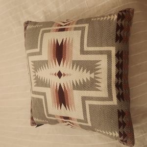 Pendleton Geometric Pattern Pillow - Gray, White, Brown